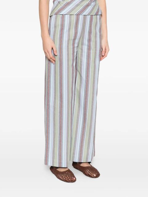 Faithfull the Brand Lane striped-pattern palazzo pants - Green