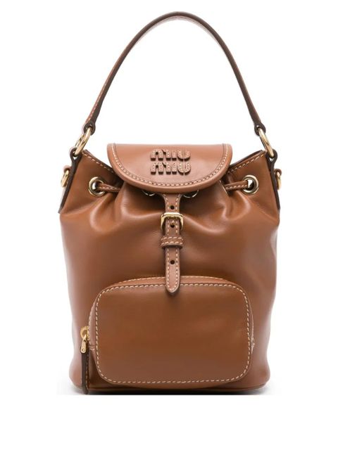 Miu Miu logo flap-top mini bag - Brown - zdjęcie produktu nr 1