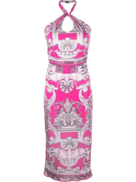 Versace Barocco-print cut-out midi dress - Pink - zdjęcie produktu nr 1