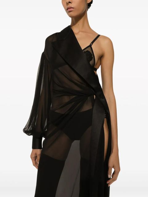 Dolce & Gabbana one-shoulder silk-blend dress - Black