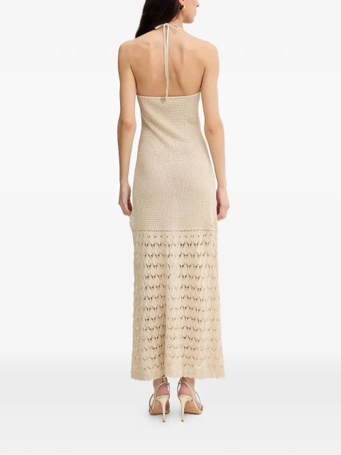 TWINSET crochet-knit floral-appliqué dress - Neutrals