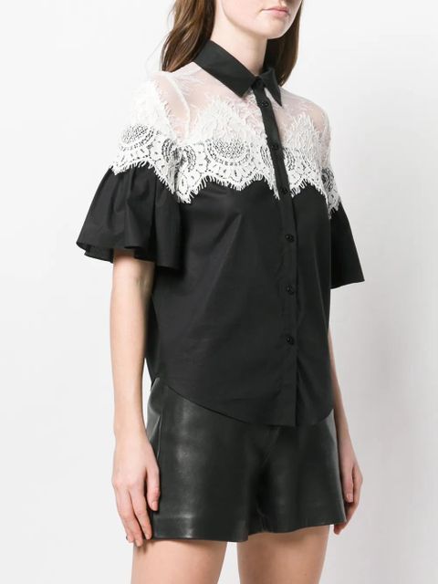 TWINSET lace panel shirt - Black