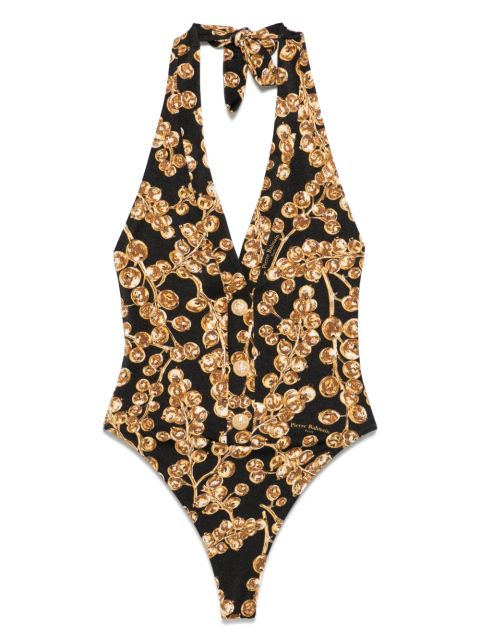 Balmain graphic-print swimsuit - Black
