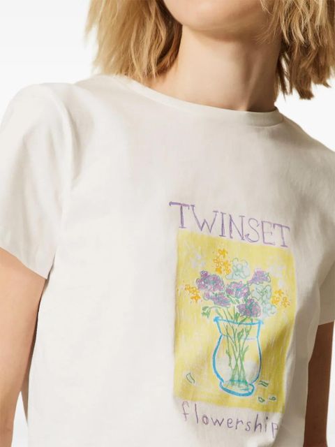 TWINSET floral-print T-shirt - White