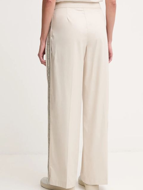 Calvin Klein Jeans spodnie bawełniane damskie kolor beżowy szerokie high waist LV044D612G - zdjęcie produktu nr 2