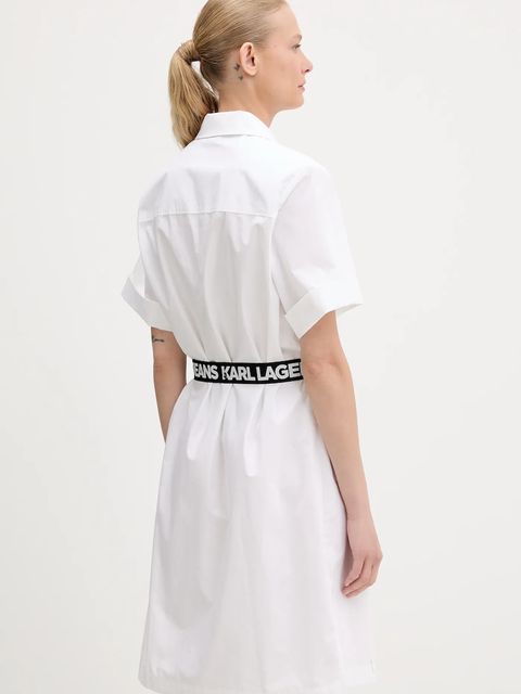 Karl Lagerfeld Jeans sukienka bawełniana kolor biały mini prosta A3W13030 - zdjęcie produktu nr 2