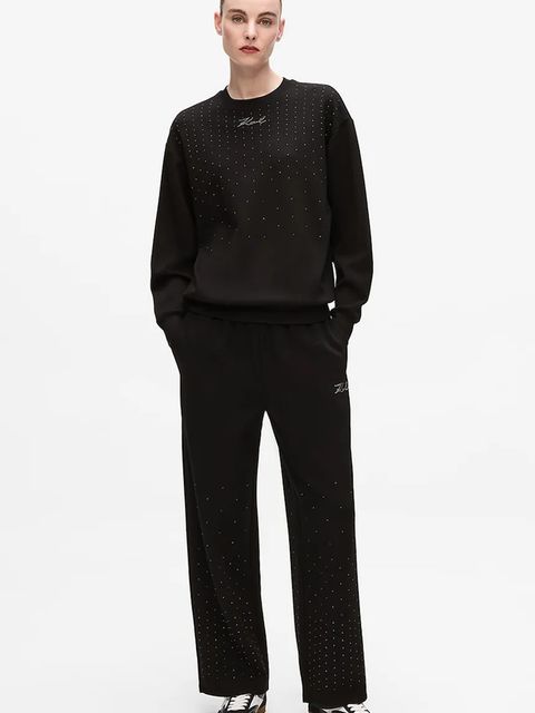 Karl Lagerfeld bluza damska kolor czarny z aplikacją A4W20038