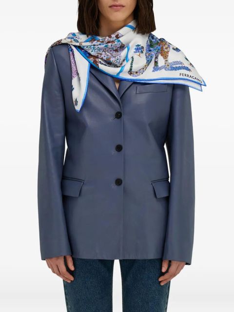 Ferragamo animal-print silk scarf - Blue - zdjęcie produktu nr 1