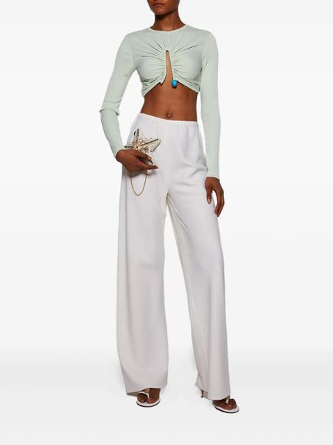 Christopher Esber crystal-pin ribbed top - Green