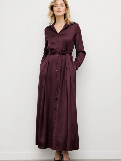 Answear.LAB sukienka kolor bordowy maxi rozkloszowana - zdjęcie produktu nr 1