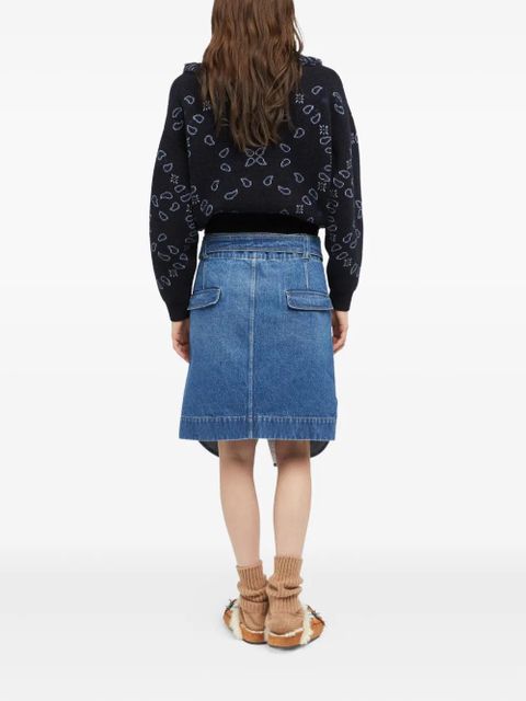 Alanui bandana-jacquard fringed cardigan - Blue