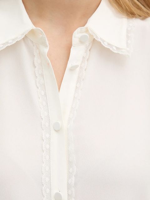 Twinset koszula z dodatkiem jedwabiu damska kolor beżowy regular z kołnierzykiem klasycznym 252TT2142 - zdjęcie produktu nr 2