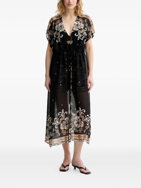 TWINSET floral-print drawstring kaftan - Black - zdjęcie produktu nr 1