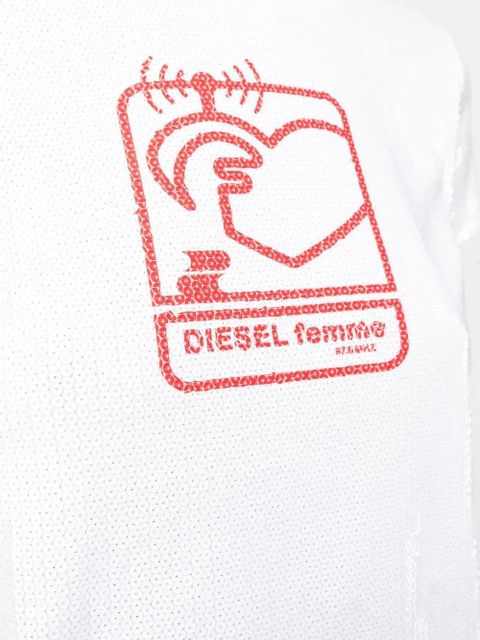 Diesel sequin-embellished logo-print T-shirt - White