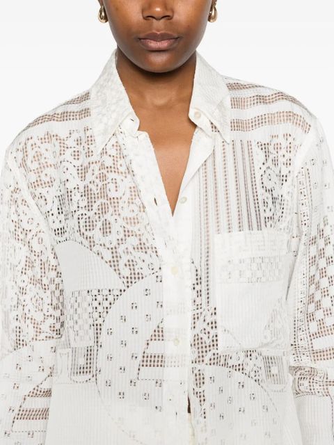FENDI lace-panel shirt - White