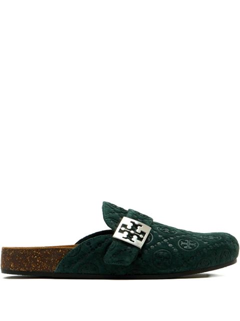 Tory Burch logo-buckle flat mules - Green - zdjęcie produktu nr 1