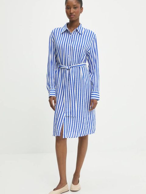 Answear.LAB sukienka z domieszką jedwabiu kolor niebieski mini prosta