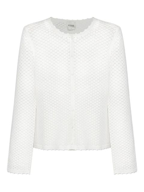 Posse crochet-detail buttoned cardigan - White - zdjęcie produktu nr 1