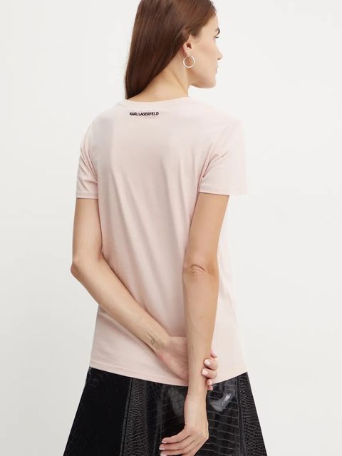 Karl Lagerfeld t-shirt bawełniany damski kolor różowy 245W1714 - zdjęcie produktu nr 2