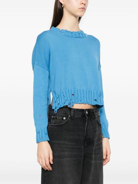 Marni dishevelled cotton sweater - Blue