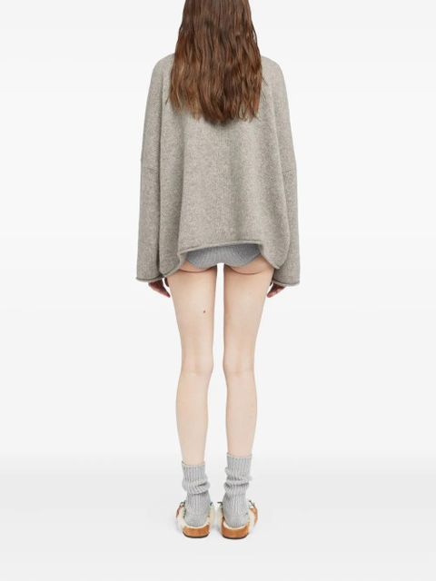 Alanui ribbed polo neck top - Grey