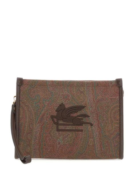 ETRO medium Arnica paisley-print embroidered clutch bag - Brown - zdjęcie produktu nr 1
