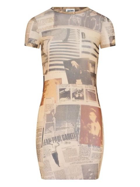 Jean Paul Gaultier journal-print mini dress - Neutrals - zdjęcie produktu nr 1