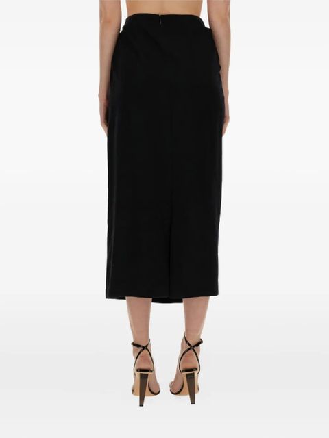 Alysi draped knot-detail midi skirt - Black