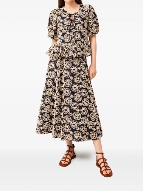 Marie Oliver Estella floral puff-sleeve blouse - Blue - zdjęcie produktu nr 2