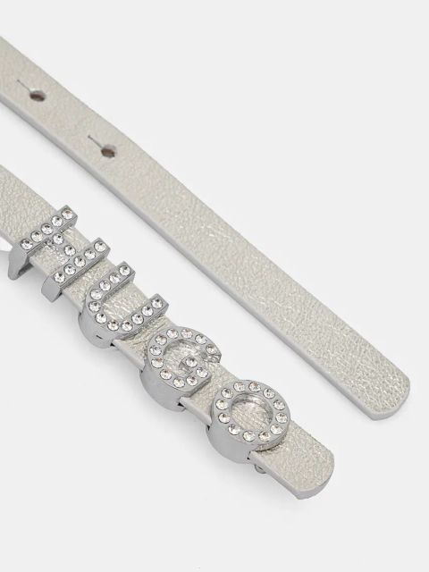 HUGO pasek skórzany damski kolor srebrny 50529601