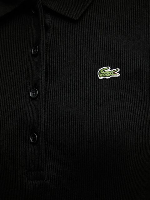 Lacoste sukienka bawełniana kolor czarny midi dopasowana EF5297