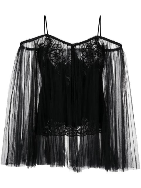 Alexander Wang lace-embroidered charmeuse tunic top - Black - zdjęcie produktu nr 1