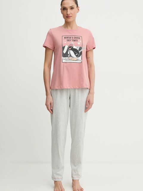 women'secret piżama bawełniana damska kolor różowy bawełniana 3132247 - zdjęcie produktu nr 1