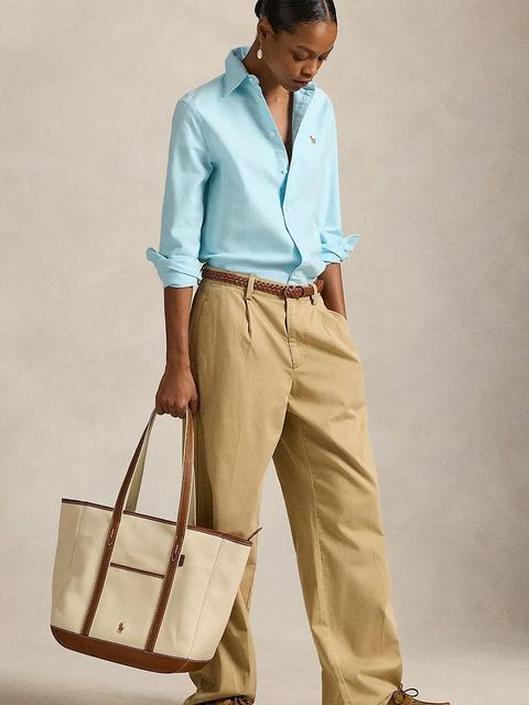 Polo Ralph Lauren koszula bawełniana damska kolor turkusowy relaxed z kołnierzykiem klasycznym 211970736