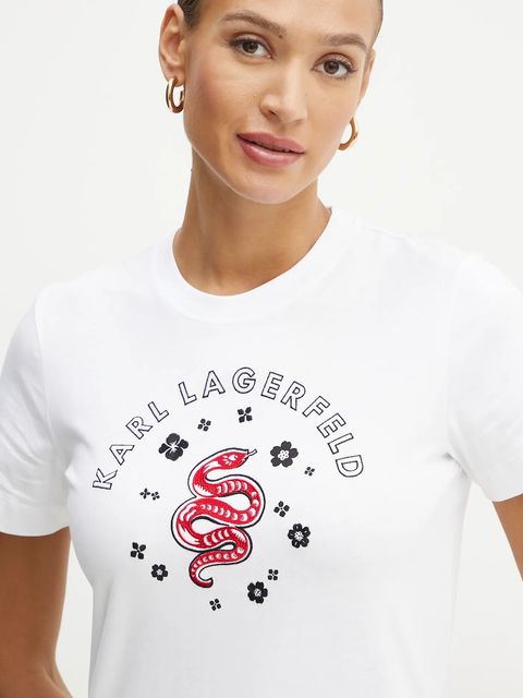 Karl Lagerfeld t-shirt bawełniany damski kolor biały A1W17090