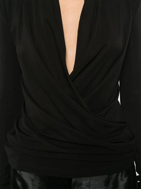 TOTEME overlapped jersey blouse - Black