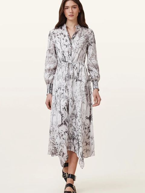 AllSaints sukienka lniana SKYLAR MAXI