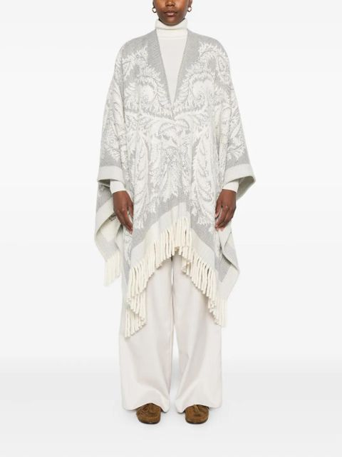 ETRO paisley-pattern fringed poncho - White - zdjęcie produktu nr 2