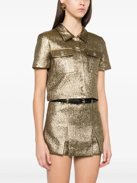 Self-Portrait metallic jacquard shirt - Gold - zdjęcie produktu nr 2