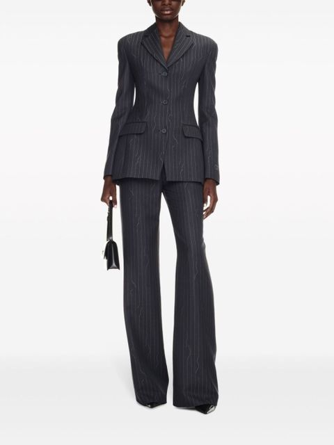 Off-White pinstripe-pattern virgin wool-blend trousers - Grey - zdjęcie produktu nr 2