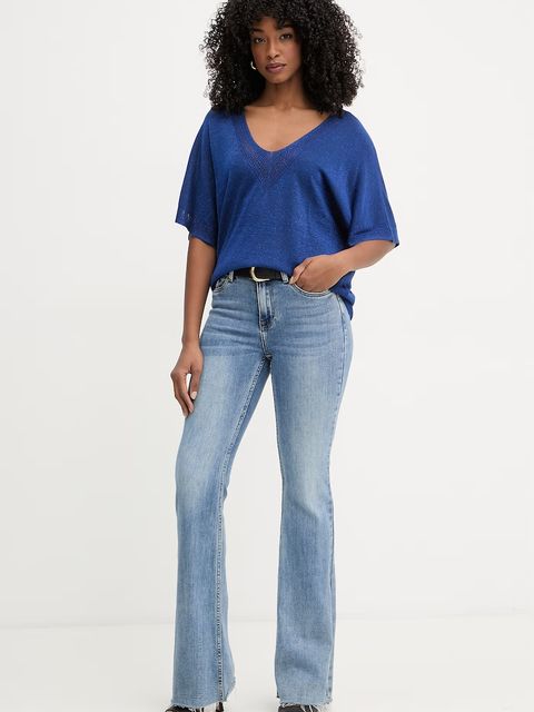 Morgan sweter z krótkim rękawem damski z wiskozy MCHRIS - zdjęcie produktu nr 1