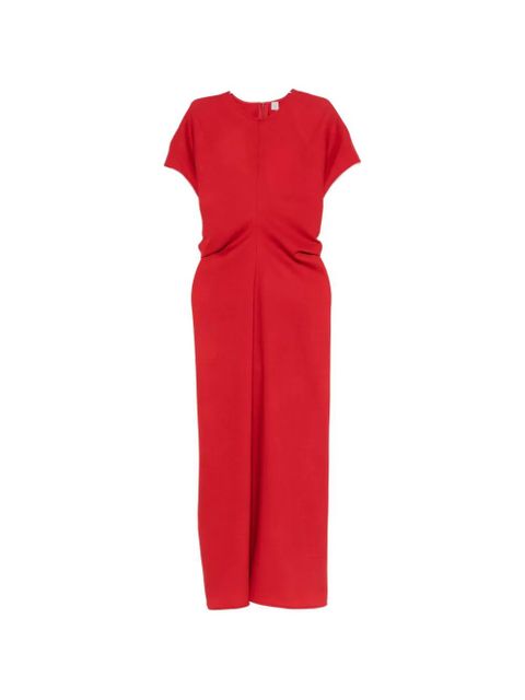 TOTEME slouch-waist short-sleeve midi dress - Red - zdjęcie produktu nr 1
