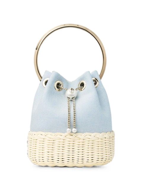 Jimmy Choo Bon Bon wicker handle bucket bag - Blue - zdjęcie produktu nr 1