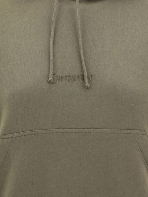 Saint Laurent logo-embroidered hoodie - Green