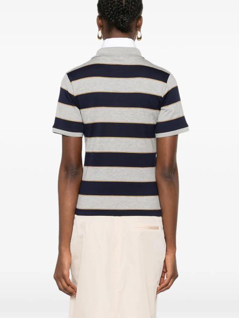 Miu Miu striped logo polo top - Grey