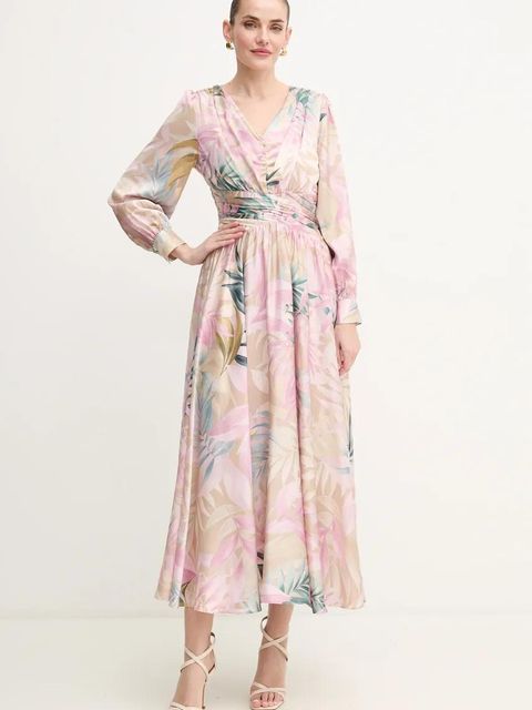 Guess sukienka HELENE kolor różowy maxi rozkloszowana W5PK1U WD8G2