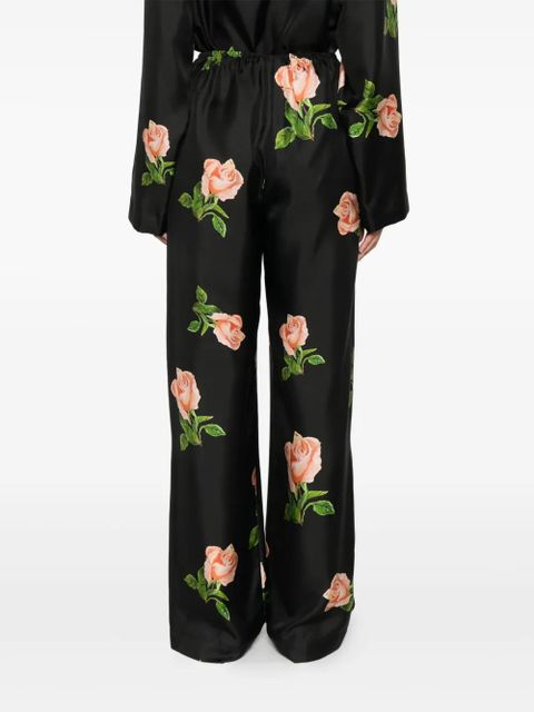 Nanushka Arvenn rose-print elastic-waist trousers - Black