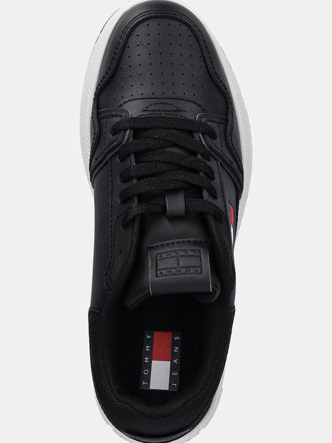Tommy Jeans sneakersy skórzane TJW RETRO BASKET FLATFORM damskie kolor czarny EN0EN02860