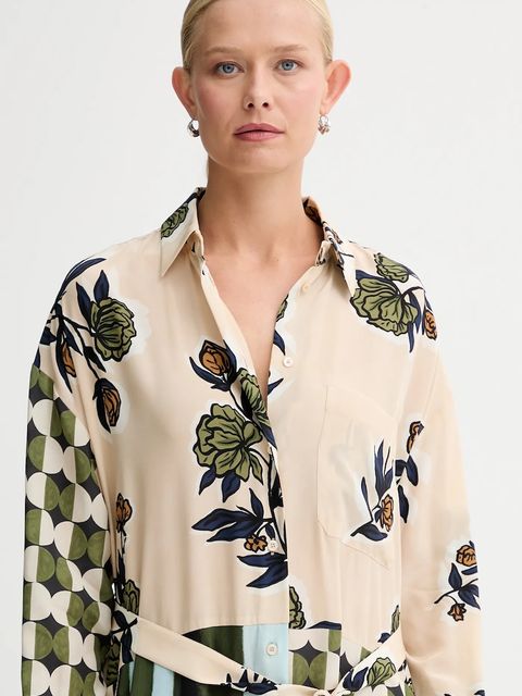 Weekend Max Mara sukienka jedwabna PASSO kolor beżowy mini rozkloszowana 2525226022600