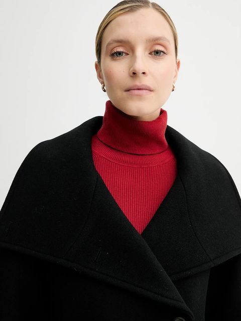 Calvin Klein płaszcz z wełną kolor czarny LV044D557G